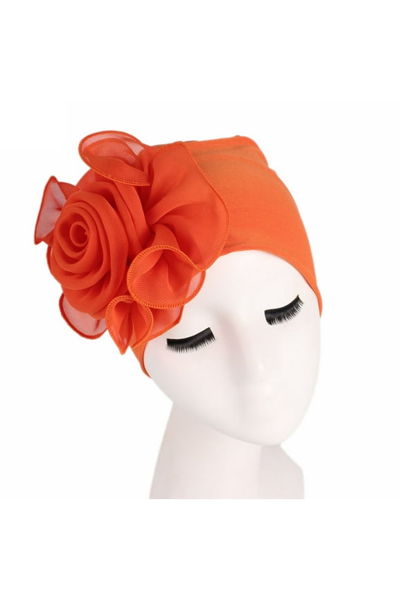 Hats for Women Clearance Women Ladies Retro Big Flowers Hat Turban Brim Hat Cap Pile Cap Or