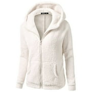 SBYOJLPB Hooded Sweatshirt Clearance Women Hooded Sweater Coat Winter Warm Wool Zipper Coat Cotton Coat Outwear Whxl Rollbacks