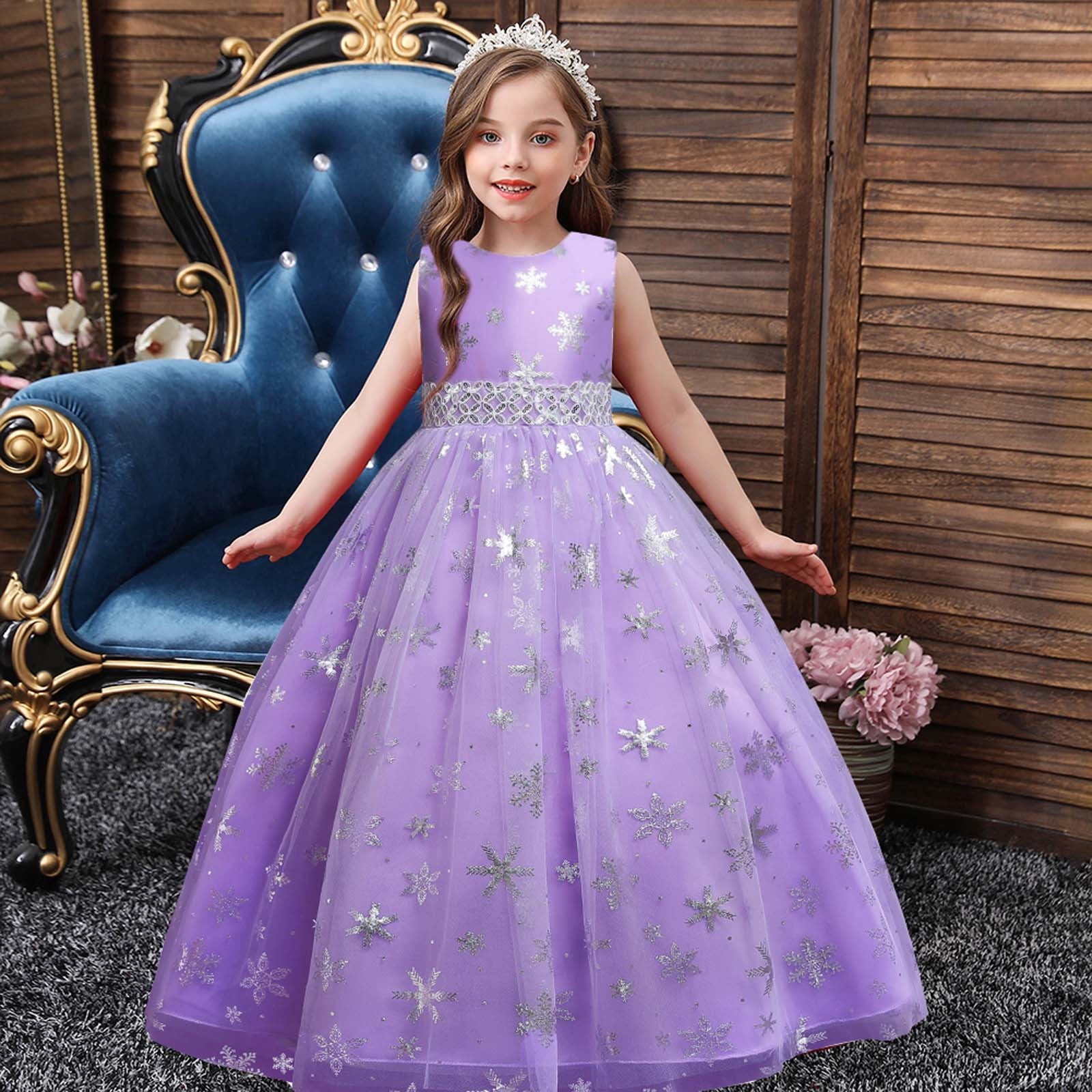 4-8 Years Kid Girls Frozen Print Short Sleeve Princess Dress | Fruugo NO