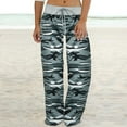 thumbnail image 1 of SBYOJLPB Length Pants Clearance Fashion Womens Comfy Stretch Print Drawstring Wide Leg Lounge Pants Rollbacks, 1 of 8