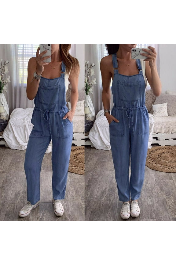 Length Pants Women One-Piece Jumpsuits Overalls Denim Jeans Bib Trousers Long Pants Dungarees
