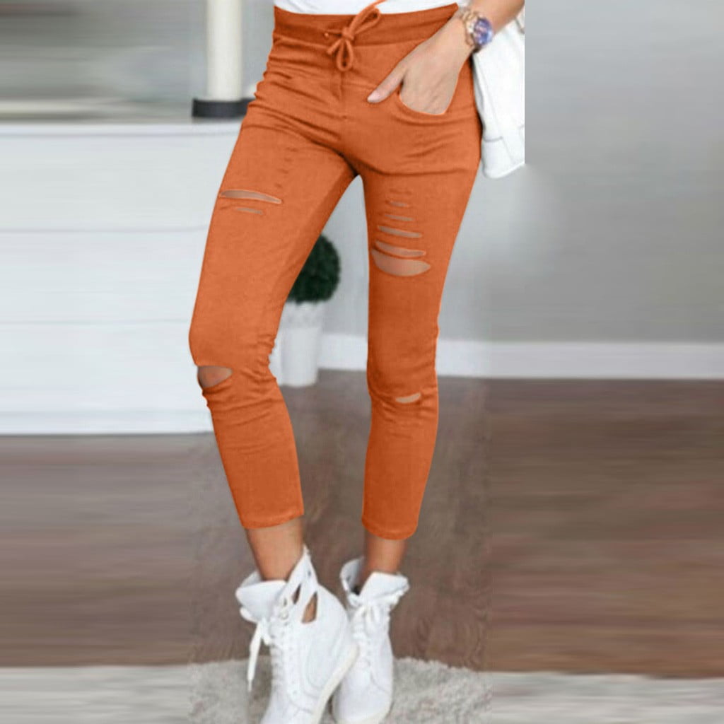 sbyojlpb-length-pants-clearance-women-skinny-ripped-pants-high-waist