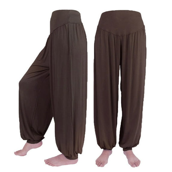 SBYOJLPB Length Pants Clearance Womens Elastic Loose Casual Cotton Soft Yoga Sports Dance Harem Pants Rollbacks