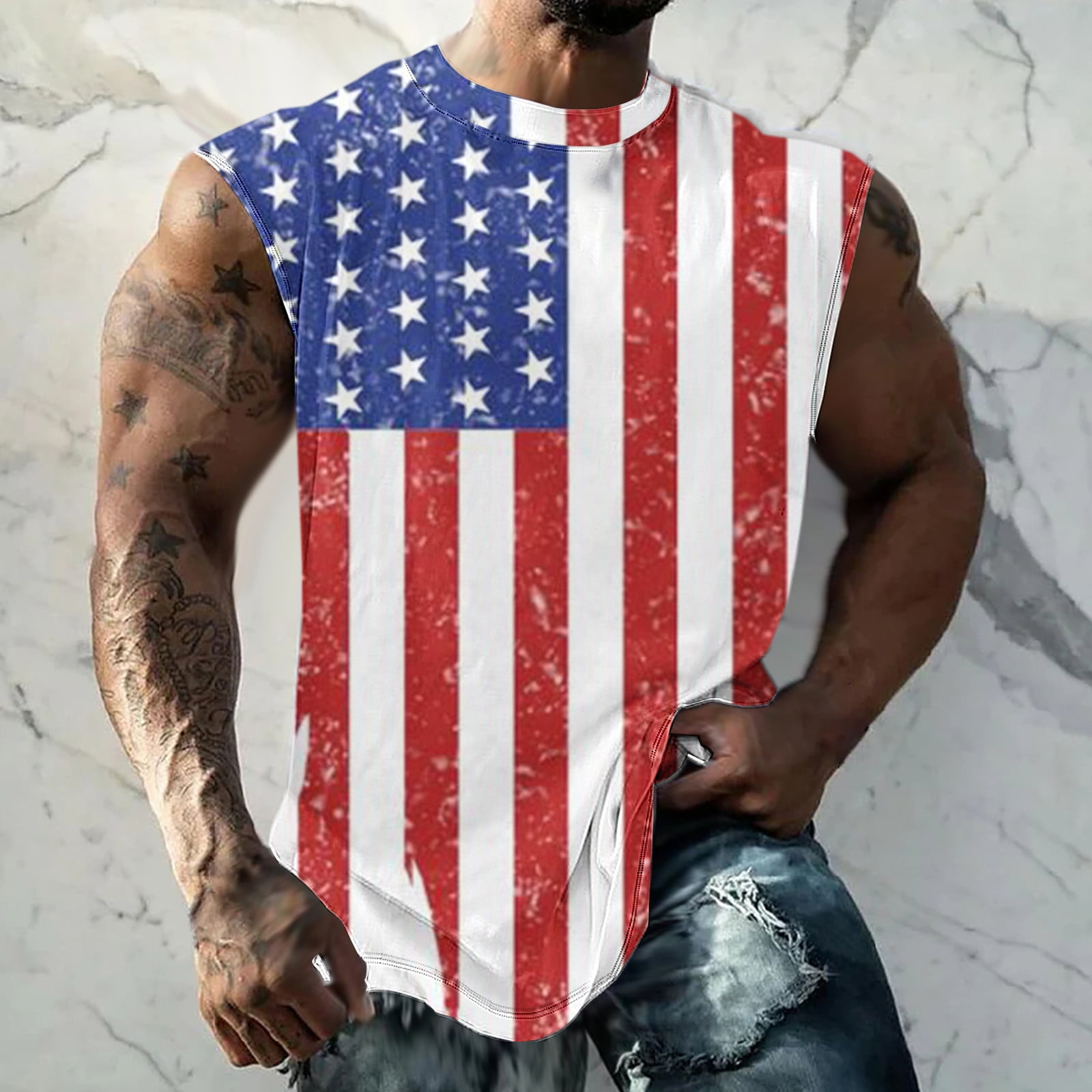 SBYOJLPB Men Casual Fashion Printing Pullover Round Neck Sports Sleeveless Tank Tops Red 18 XXXXXL Walmart