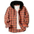 thumbnail image 1 of SBYOJLPB Men Casual Plaid Hooded Shirt Patchwork Button Long Sleeve Blouse Men Hooded Plaid Shirt Top Casual Long Sleeve Checkered Shirt for Men Orange, 1 of 6