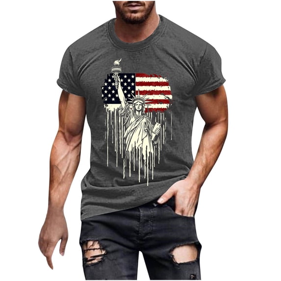 SBYOJLPB Men Casual Tops Fashion Printing Pullover Short Sleeve Round-Neck T-shirt