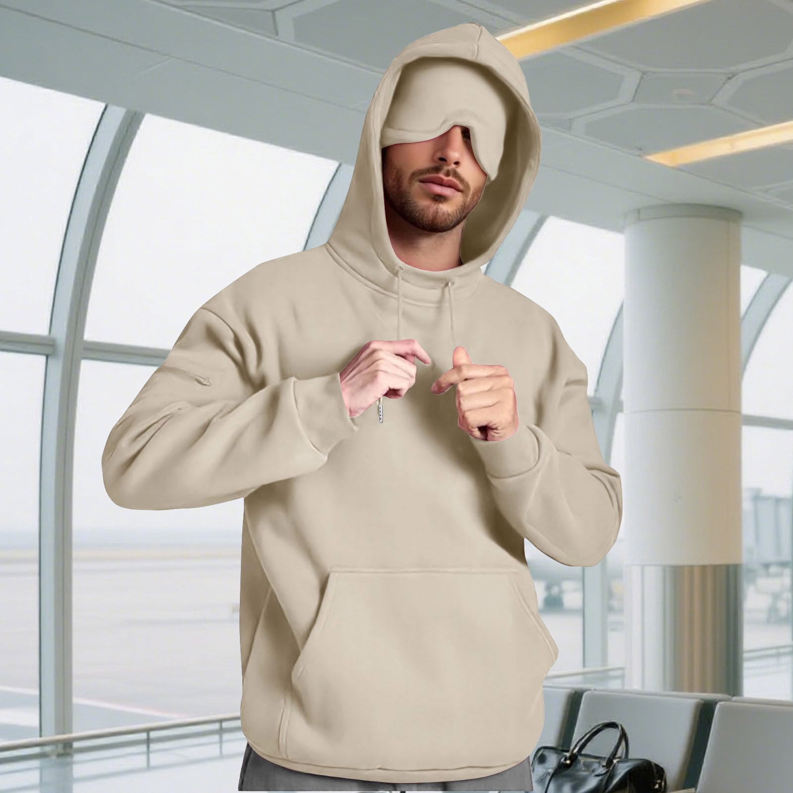 SBYOJLPB Men Hoodie with Eye Mask Travel Sweatshirt for Men Women — free download