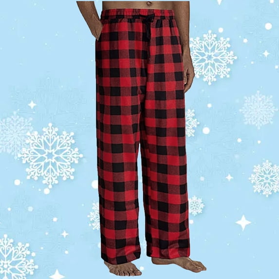 SBYOJLPB Men'S and Big Men'S Pants Fashion Men'S Casual Plaid Printing Bandage Loose Sport Plaid Pajama Pants Trousers,Sizes Xxl