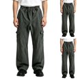 thumbnail image 1 of SBYOJLPB Men's Cargo Pants Elastic Waist Vintage Loose Straight Leg Multi-Pocket Trousers, 1 of 5