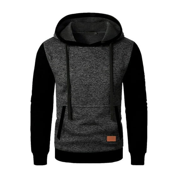 SBYOJLPB Men's Color Blocked Long Sleeve Hooded Sweatshirt Knitted Top Fashion Streetwear Casual Jacket Soft Comfortable Pullover Hoodie Sweatshirt Black
