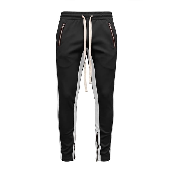 SBYOJLPB Men's Joggers Pants with Ankle Zip Color Blocking Casual Drawstring Elastic Waist Trousers