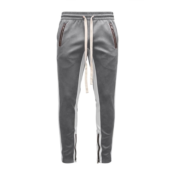 SBYOJLPB Men's Joggers Pants with Ankle Zip Color Blocking Casual Drawstring Elastic Waist Trousers