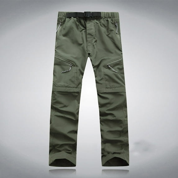 SBYOJLPB Men's Pants Men Summer Quick Dry Outdoor Thin Detachable Waterproof Pants Trousers Army Green 8(L)