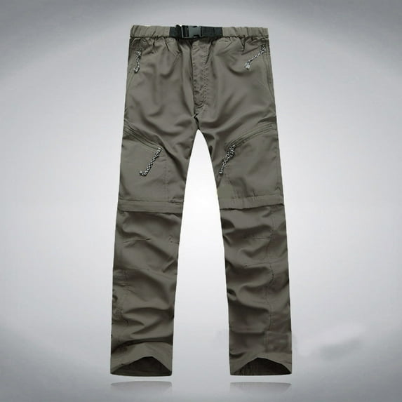 SBYOJLPB Men's Pants Men Summer Quick Dry Outdoor Thin Detachable Waterproof Pants Trousers Khaki 4(S)