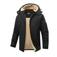 thumbnail image 1 of SBYOJLPB Men's Solid Color Long Sleeve Hooded Plush Thick Fleece Jacket Warm Winter Heavy Duty Workwear Casual Outerwear Comfortable Soft Pullover Black, 1 of 3