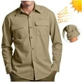 thumbnail image 1 of SBYOJLPB Men's UPF 50 Long Sleeve Sun Protection Shirts Outdoor Quick Dry Fishing Hiking Travel Shirt Men Outdoor Sunblock UPF Shirt Long Sleeve Shirt Khaki, 1 of 8