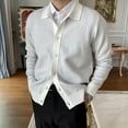 thumbnail image 1 of SBYOJLPB Mens Outwear Clearance Men'S Lapel Knitted Sweater Cardigan Sweater Elastic Slim Sweater Rollbacks, 1 of 3