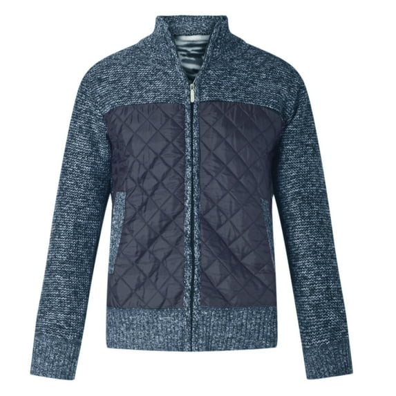 SBYOJLPB Mens Outwear Mens Zip Up Knitted Cardigan Thick Sweater Stand Collar Fleece Lined Warm