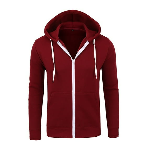 SBYOJLPB Mens Outwear New Fashion All-Match Zipper Hooded Sweater Coat Men'S Solid Color Cardigan