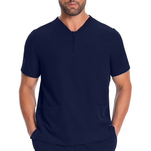 SBYOJLPB Mens Short Sleeve Scrub Tops Work Clothes Solid Color Mens Short Sleeved Work Clothes Multi Pocket Short Sleeved V-Neck Top/Shirt