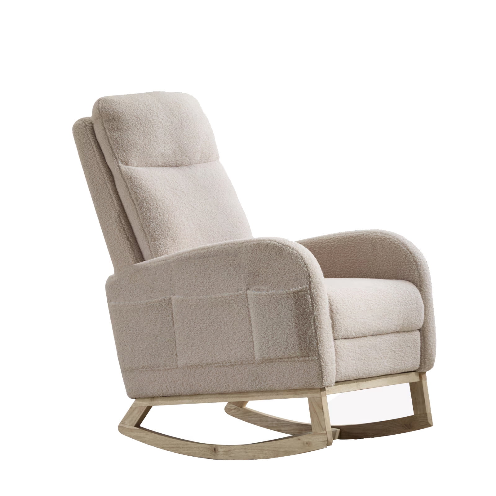 SBYOJLPB Modern Rocking Chair with Solid Wood Legs Upholstered Nursery ...