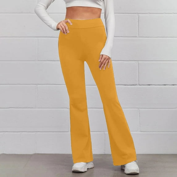 SBYOJLPB Pant Women'S Casual Slim High Elastic Waist Solid Color Sports Yoga Flare Pants,Sizes M