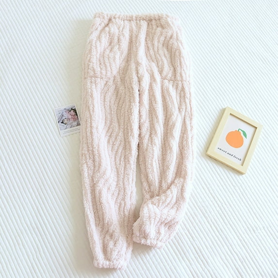 SBYOJLPB Playful and Colorful Clothing!Women Fashion Flannel Trousers Thickened Plus Velvet Homewear Pajama Pants Beige 10(XL)