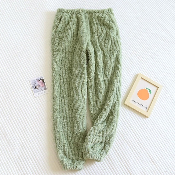 SBYOJLPB Playful and Colorful Clothing!Women Fashion Flannel Trousers Thickened Plus Velvet Homewear Pajama Pants Green 10(XL)