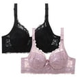 thumbnail image 1 of SBYOJLPB Plus Size Everyday Bras 2PC Women Leopard-Print Front Buckles Underwear No Steel Close Bra Black 40B, 1 of 2
