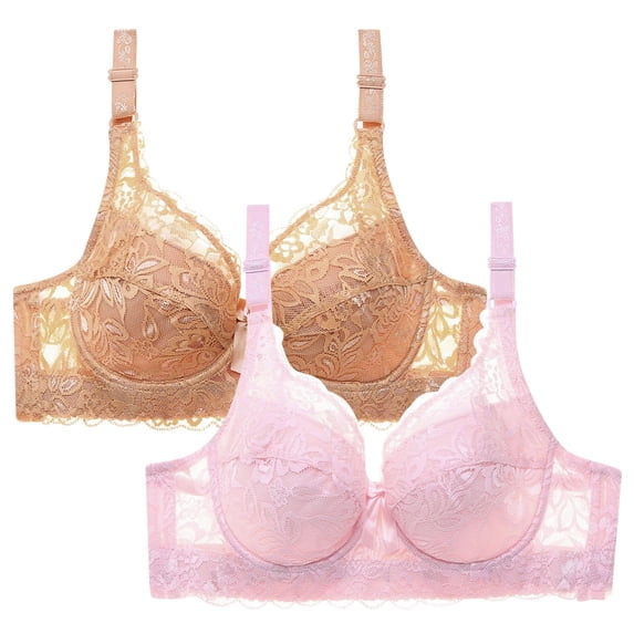 SBYOJLPB Plus Size Everyday Bras 2PC Women Leopard-Print Front Buckles Underwear No Steel Close Bra Khaki 44C