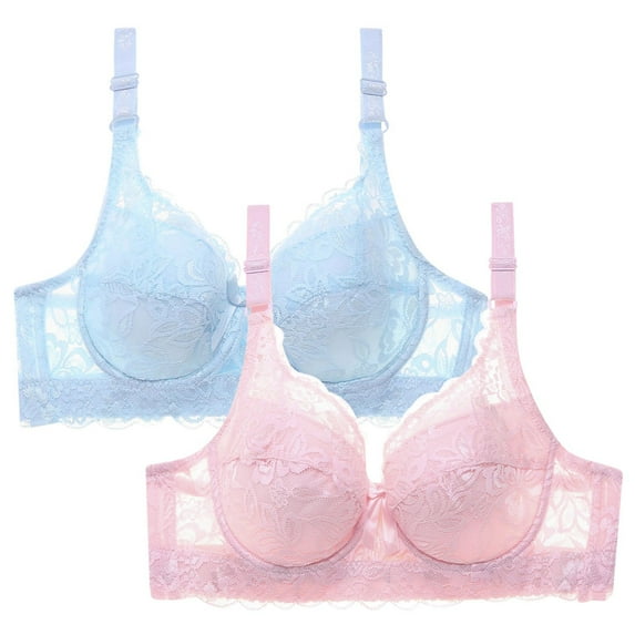 SBYOJLPB Plus Size Everyday Bras 2PC Women Leopard-Print Front Buckles Underwear No Steel Close Bra Light Blue 40D