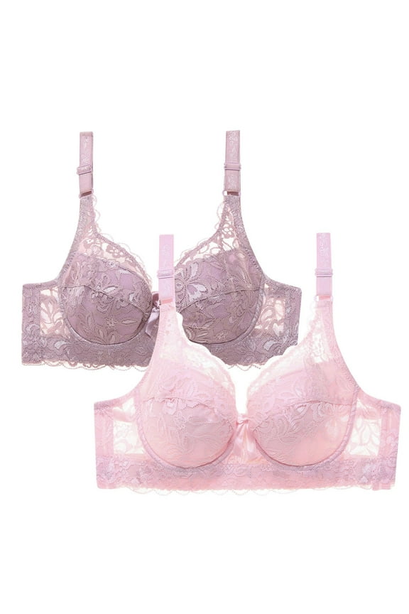 Plus Size Everyday Bras 2PC Women Leopard-Print Front Buckles Underwear No Steel Close Bra Multicolor 40B