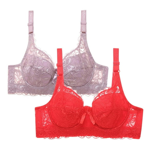 SBYOJLPB Plus Size Everyday Bras 2PC Women Leopard-Print Front Buckles Underwear No Steel Close Bra Multicolor 44C