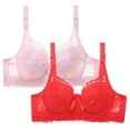thumbnail image 1 of SBYOJLPB Plus Size Everyday Bras 2PC Women Leopard-Print Front Buckles Underwear No Steel Close Bra Pink 38D, 1 of 2