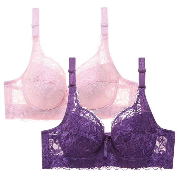 SBYOJLPB Plus Size Everyday Bras 2PC Women Leopard-Print Front Buckles Underwear No Steel Close Bra Pink 44B