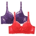 thumbnail image 1 of SBYOJLPB Plus Size Everyday Bras 2PC Women Leopard-Print Front Buckles Underwear No Steel Close Bra Purple 46D, 1 of 2
