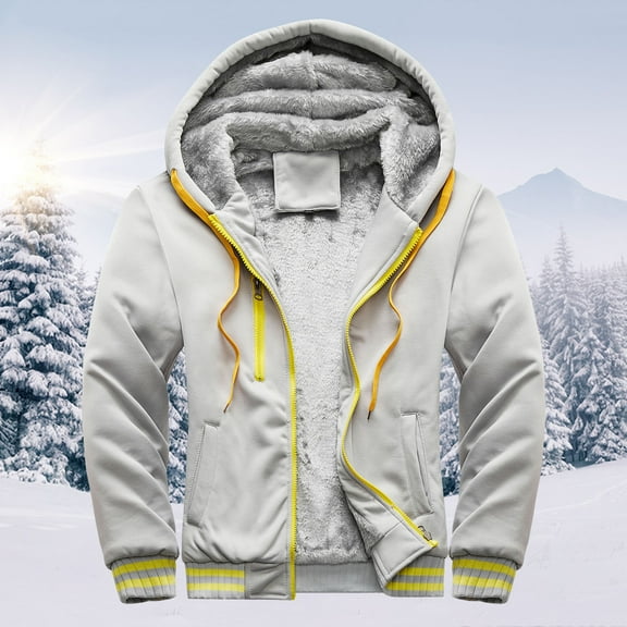SBYOJLPB Plus Size Men Coat Mens Hoodie Winter Warm Villus Zipper Sweater Jacket Outwear Coat