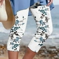 thumbnail image 1 of SBYOJLPB Plus Size Pants Women's Summer Casual Elastic Waist Printed Cropped Pants Light Blue S, 1 of 5