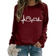 thumbnail image 1 of SBYOJLPB Round Neck Long Sleeves Clearance Women'S Casual Loose Round Neck Long Sleeve Letter Print Top Blouse T-Shirt Rollbacks, 1 of 5