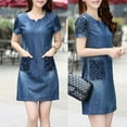 thumbnail image 1 of SBYOJLPB Short Sleeve Dress Clearance Women Summer Denim Casual Elegant Cow Jeans Dress with Pockets Rollbacks, 1 of 5