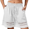 thumbnail image 1 of SBYOJLPB Shorts Pants Women's Stretch High Waisted Shorts with Drawstring Lace Bohemian Wide Leg Casual Shorts, 1 of 8