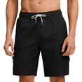 thumbnail image 1 of SBYOJLPB Shorts for Men's Casual Solid-Color Stretch Waist Pocket Work Pants Shorts, 1 of 8