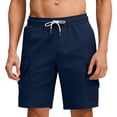 thumbnail image 1 of SBYOJLPB Shorts for Men's Casual Solid-Color Stretch Waist Pocket Work Pants Shorts, 1 of 8