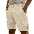 thumbnail image 1 of SBYOJLPB Shorts for Men's Linen Beach Drawstring Pocket Elastic Waist Flat Comfortable Breathable Leg Length Beach Vacation Short Pants, 1 of 5