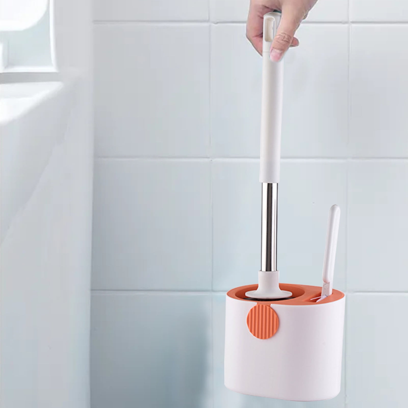 Silicone Toilet Brush with Holder, Bathroom Toilet Bowl Brush Set, Non ...