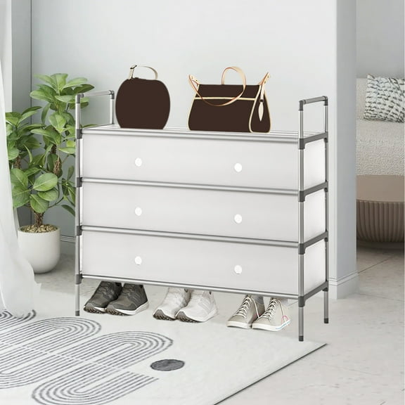 SBYOJLPB Stackable Multi-Layer Shoe Rack Dustproof Organizer Shoe Storage Cabinet for Bedroom Closet Hallway Living Room Durable Metal Plastic