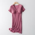 thumbnail image 1 of SBYOJLPB Summer Maternity Clothes Women's Breastfeeding Solid V-neck Short Sleeve Breastfeeding Postpartum Pregnant Women's Dress Sleepwear with Chest Pad Watermelon Red 6(M), 1 of 9