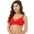 thumbnail image 1 of SBYOJLPB Women Push Up Deep V Ultrathin Underwire Padded Lace Brassiere Bra Rd 36B/80B (Red,36B), 1 of 2
