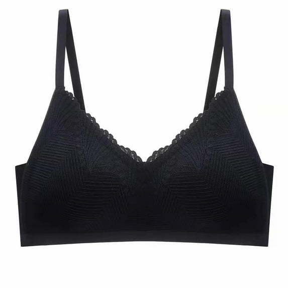 SBYOJLPB Women's Bra Ultra-Thin Cup No Steel Ringunderwear Gathered Sleep Bra (Black)