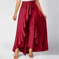 thumbnail image 1 of SBYOJLPB The Summer I Turned Pretty Women'S Skirts Women'S Casual Hakama Irregular Leaf Bow High Waist Long Culottes,Wine, 1 of 5